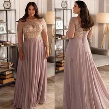 Charming Beaded Plus Size Prom Dresses Sheer Evening Gowns Formal Dress