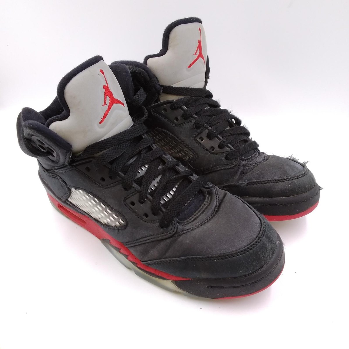 Nike Air Jordan 5 Boys Satin Bred Black Lace Up 440888-006