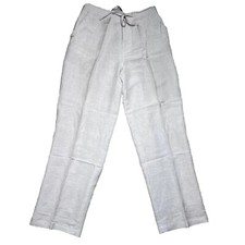 Cubavera Linen Pants Mens Medium 32/34 Tan Drawstring Beach Casual Relax Pocket