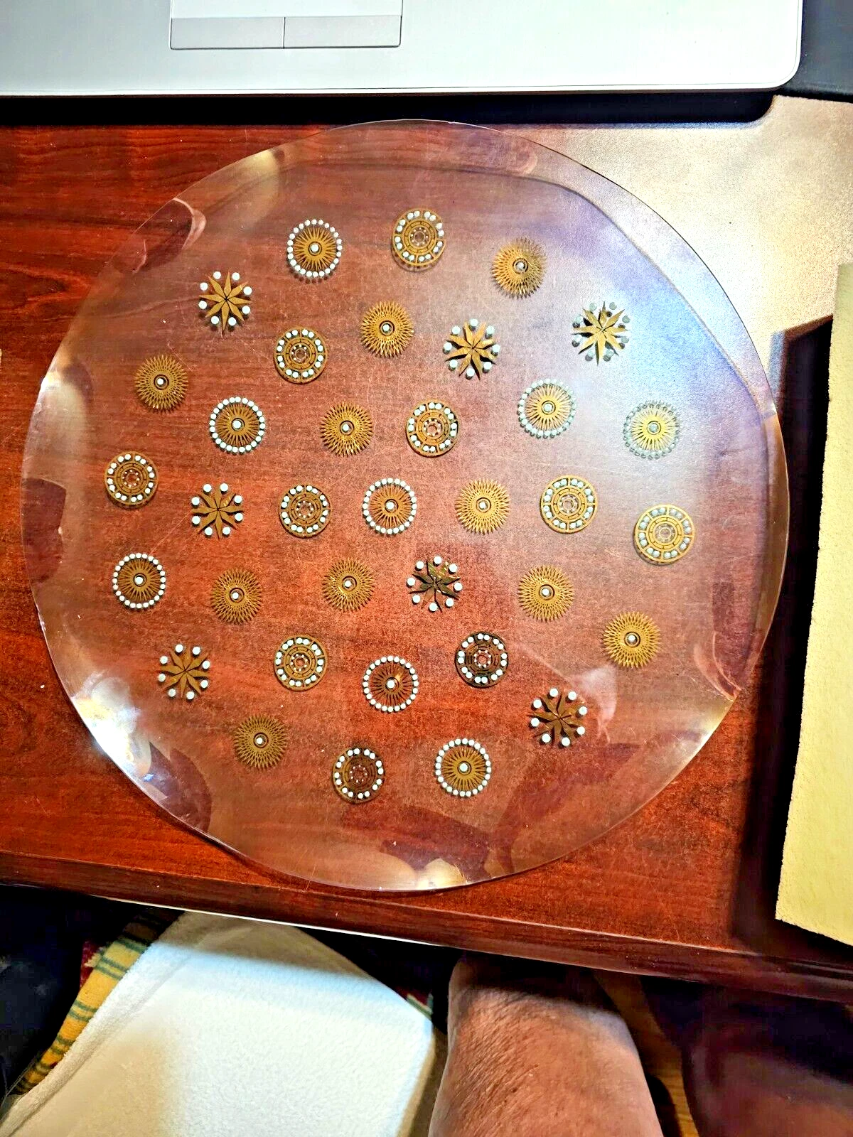 Fine Mid Century Modern Dorothy Thorpe Glama Glass Platter Tray Atomic Starburst