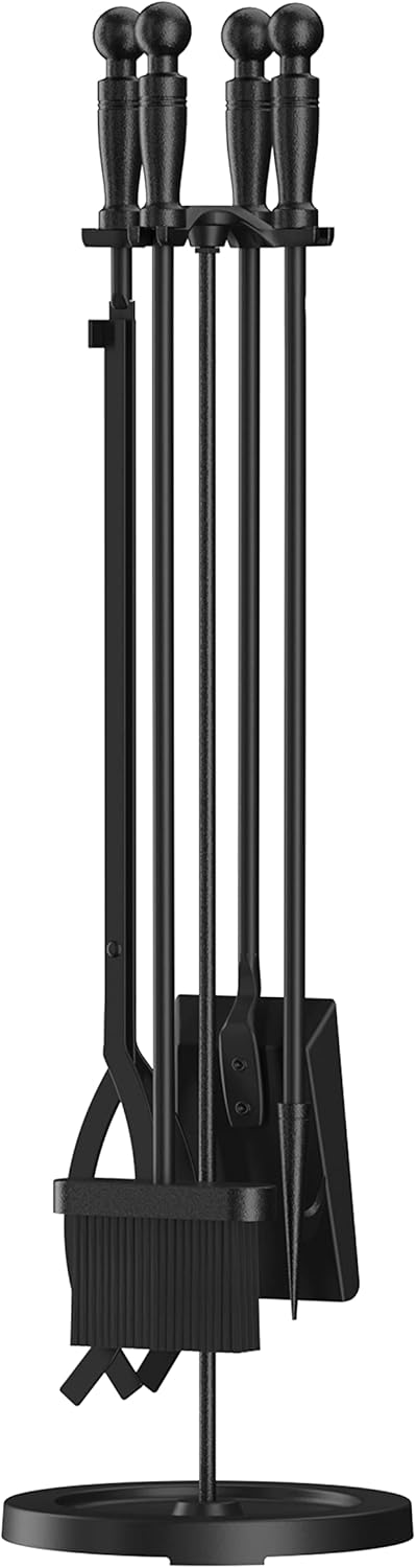 Fireplace Tools Set 5 Pieces Wrought Iron Poker Holder 31