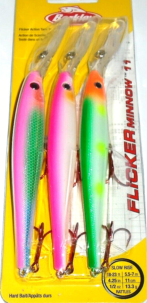 Berkley #11 Flicker Minnow Crankbaits (3-Pack-KS Panties Glow/Pink Fog