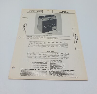 VTG Howard Sams 1947 Radio Photofact Folder Masco Model MAP-105