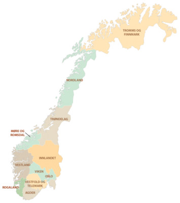 Norway Counties Province Map GLOSSY POSTER PICTURE PHOTO PRINT BANNER 13703