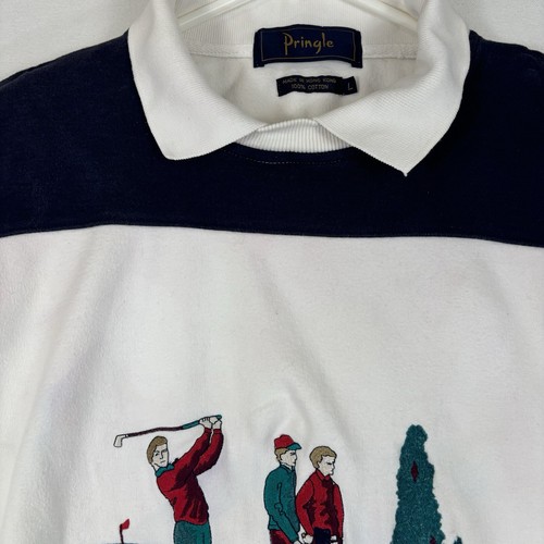 Suéter de golf vintage Pringle of Scotland para hombre talla L bordado algodón para golfista - Imagen 5 de 24
