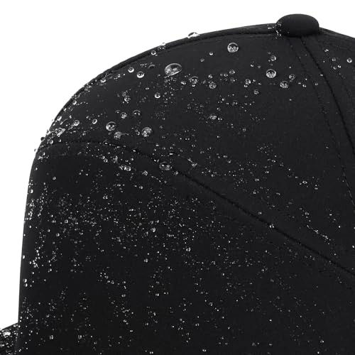 Quick Dry Baseball Cap Flat Brim Snapback Hat Sun and Rain One Size Black image 6