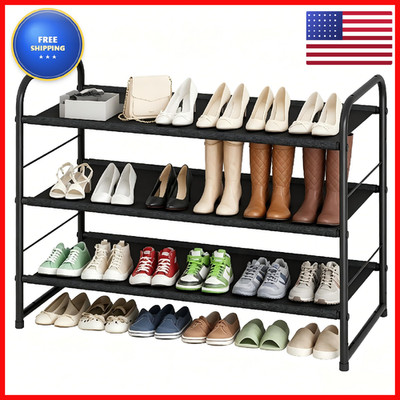Ekisemio 3-Tier Stackable Shoe Fabric Shoe Organizer Space-Saving For Closet