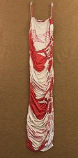 Fashion Nova Womens Large White Red Floral Stretch Ruched Alaya Maxi Dress NWOT
