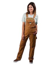 Women's Washed Duck Bib Overalls Large Brown Duck