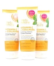 By Nature Vitamin C + Collagen Cream Cleanser 7 oz Set of 3 Brightening New
