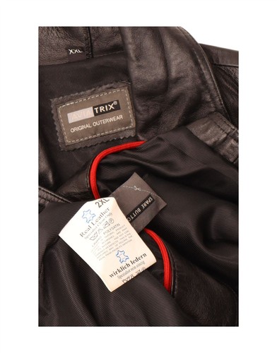 AVIA TRIX Mens 3 Button Leather Blazer Jacket UK 44 2XL Black Leather DV44 - Picture 4 of 4