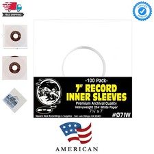 100 Archival Quality Acid-Free Heavyweight Paper Inner Sleeves for 7" Vinyl R...