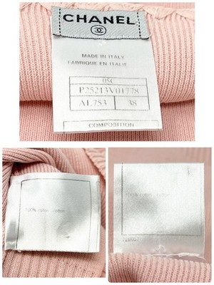 CHANEL Vintage 05C CC Logo Ribbed Knit Tank Top #38 Pink Cotton