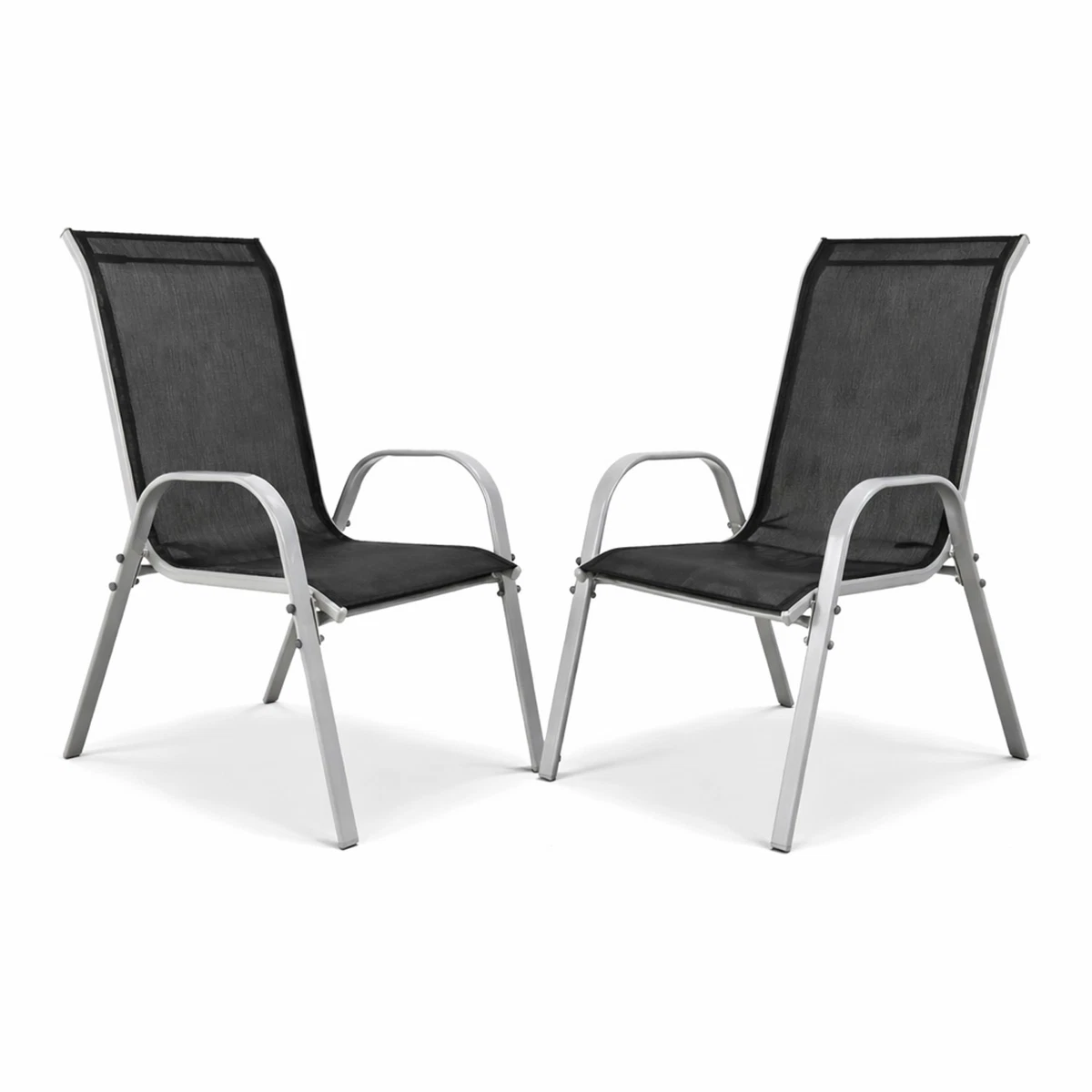 2 uds. Silla apilable silla apilable de metal - textiles color plata - negro