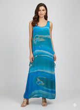Womens Plus Size Curve Bubble Dress Abstract Print Pocket Maxi Free Size - P15