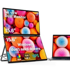 InnoView 15.6 FHD Dual Portable Monitor  All-in-One Foldable Stackable Desi...
