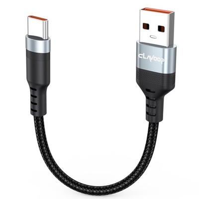 CLAVOOP Short USB A to C Cable 3 inch, 60W Fast Charging 3 Inch, Grey 