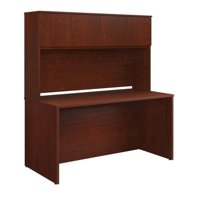 Sauder Affirm Engineered Wood Office Desk with Hutch Set in Classic Cherry
