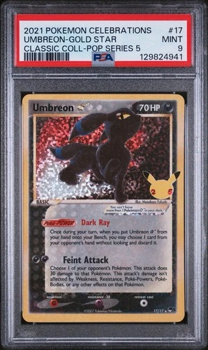 2021 Pokemon Celebrations Classic Collection #17 Umbreon Gold Star PSA 9