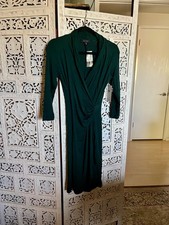 NWT New with Tags Karen Kane Faux Wrap Dress in Dark Green - XS