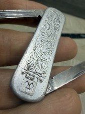ALCOA Imperial Rare Vintage Pocket Knife Engraved Aluminum W/Stainless St Blades