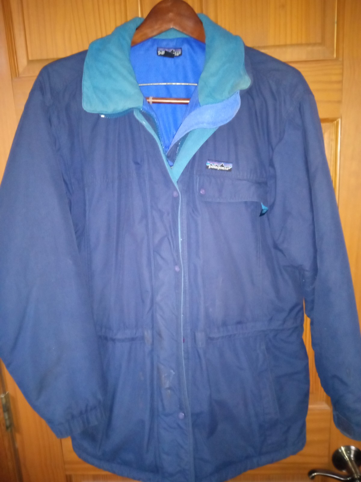 Vintage Patagonia Women's Guide Heavy Parka Jacket Hood Size 10 Navy Blue Teal thumbnail 18