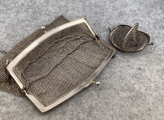 💵Sterling Vintage Mesh Purse Kiss Lock Bag & Coin Purse Engraved L.S.