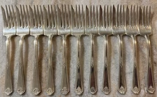 11 Individual Salad Fork Gramercy Silverplate 1930 by National Silver Co 6"