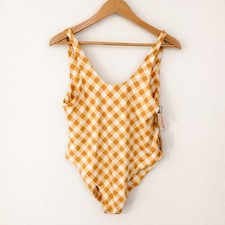 NEW Free People Toast Swim Women XL Swimsuit Gingham Orange Picnic Beach Resort