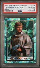 PSA 10 GEM MINT 2023 STAR WARS ROTJ SAPPHIRE 136 LUKE SKYWALKER /75 AQUA