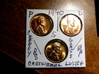 Lustrous RED Cartwheel Gem+ Brilliant Unc. 1940PDS Lincoln Penny Year Set L1
