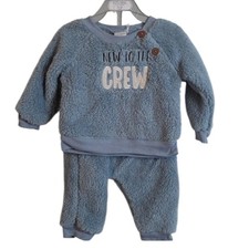 Kyle Deena Baby Blue "New to the Crew" Fleece Set 6-9 Months