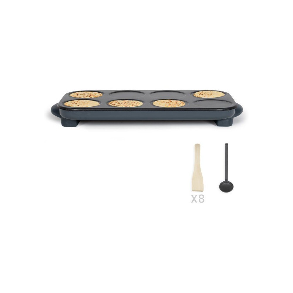 Maxi crêpes party LIVOO DOC186G 1500W 8 mini crêpes Ø 12 cm noir et gris