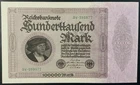 1923 GERMANY PAPER MONEY - 100,000 MARK LARGE UNCIRCULATED BANKNOTE!