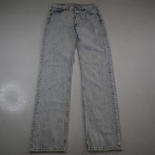 Vtg 90s Levis 29x34 501 Straight Button Fly USA Made Light Acid Denim Mens Jeans