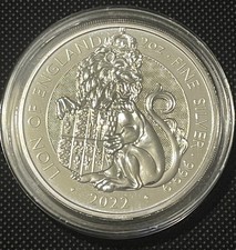 Tudor Beasts - LION OF ENGLAND, 2022 - 2oz 999.9 Fine £5 Silver Coin- Royal Mint