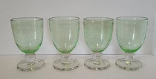 TAG LTD Set of 4 Green Hand  Blown Water Goblets - 6” Tall  12oz