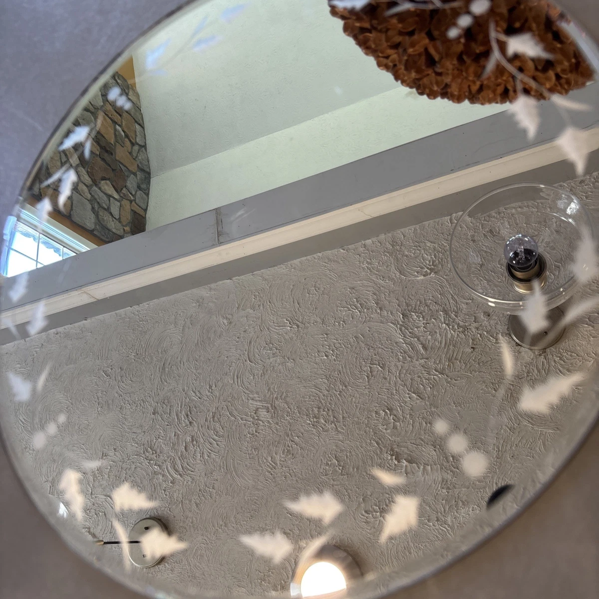 Vintage Etched 12” Inch Leaf Mirror