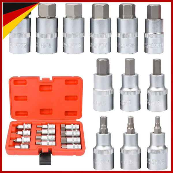 SteckschlüSsel Satz Innensechskant Nuss 1/2 Zoll 12 StüCk 5-22 Mm Werkzeug Set-image