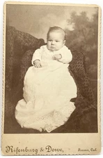 1890s Cabinet Card Fresno California Baby in Gown Rifenburg & Dowe Antique Photo