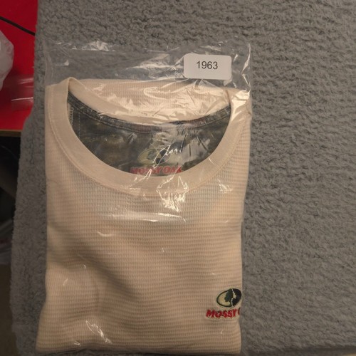 Mossy Oak Thermal Long Sleeve Shirt Men 2XL Beige Waffle Knit Camo Neck Hunting - Picture 9 of 9