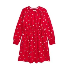 Tucker + Tate Girls Print Long Sleeve Dress in Red Chinoise Sparkle Forest 5 $39