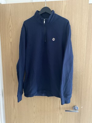 Ted Baker Kilburn Herren 1/4 Reißverschluss Blau Fleece Sweatshirt Größe 5 UK XL Brustumfang 46''