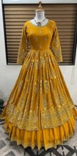Faux Georgette Yellow Color Top Lehenga With Dupatta For Indian Function Wear