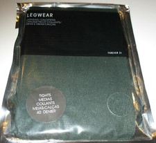 FOREVER 21 LEGWEAR - SMALL / MEDIUM - OLIVE - NYLON STRETCH FOOTED TIGHTS