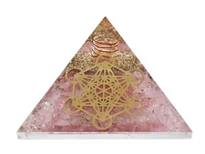 Rose Quartz Orgone Pyramid - Metatron Cube