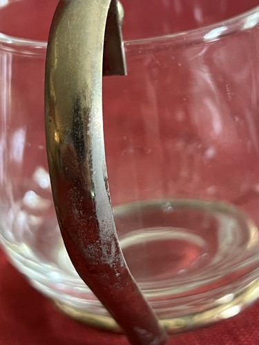 Set 3 tazze vintage metà secolo moderne in vetro con manici placcati argento - Foto 6 di 9