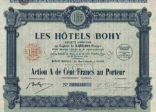 Les Hotels Bohy S. A. LHB 1924 Paris Lafayette Udziały w zyskach Nieskalowane 100 Fr.