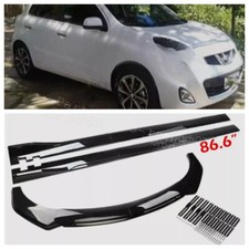For Nissan March Hatchback Black Front Bumper Lip Spoiler Side Skirt Body Kit Us
