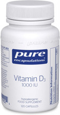 Pure Encapsulations - Vitamin D3 1,000 IU - Hypoallergenic 120 Capsules 